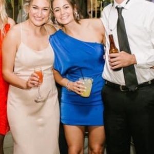 Blue Off the Shoulder Mini Dress